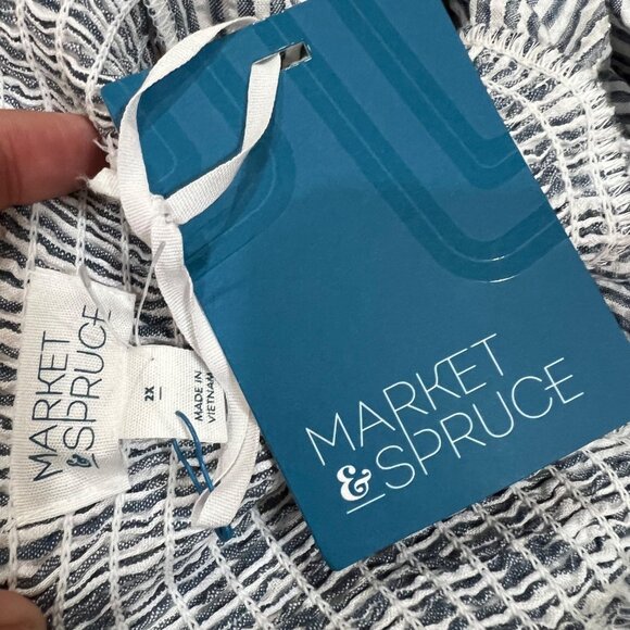 Market & Spruce Striped Maxi Sun Dress Blue White Size 2X NWT - Picture 10 of 11